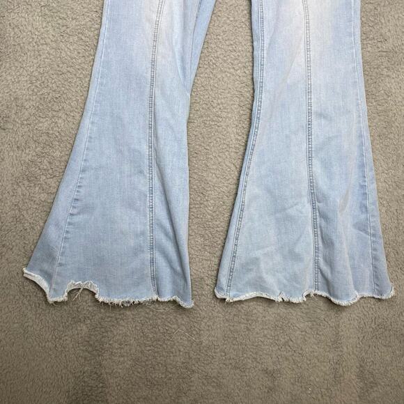 Forever 21 light wash twisted seam high waisted bell bottom denim jeans retro 29 - Picture 3 of 11